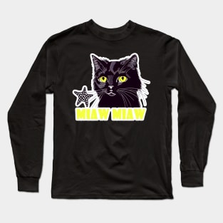 Cat Miaw: Playful and Cute Cat Design Long Sleeve T-Shirt